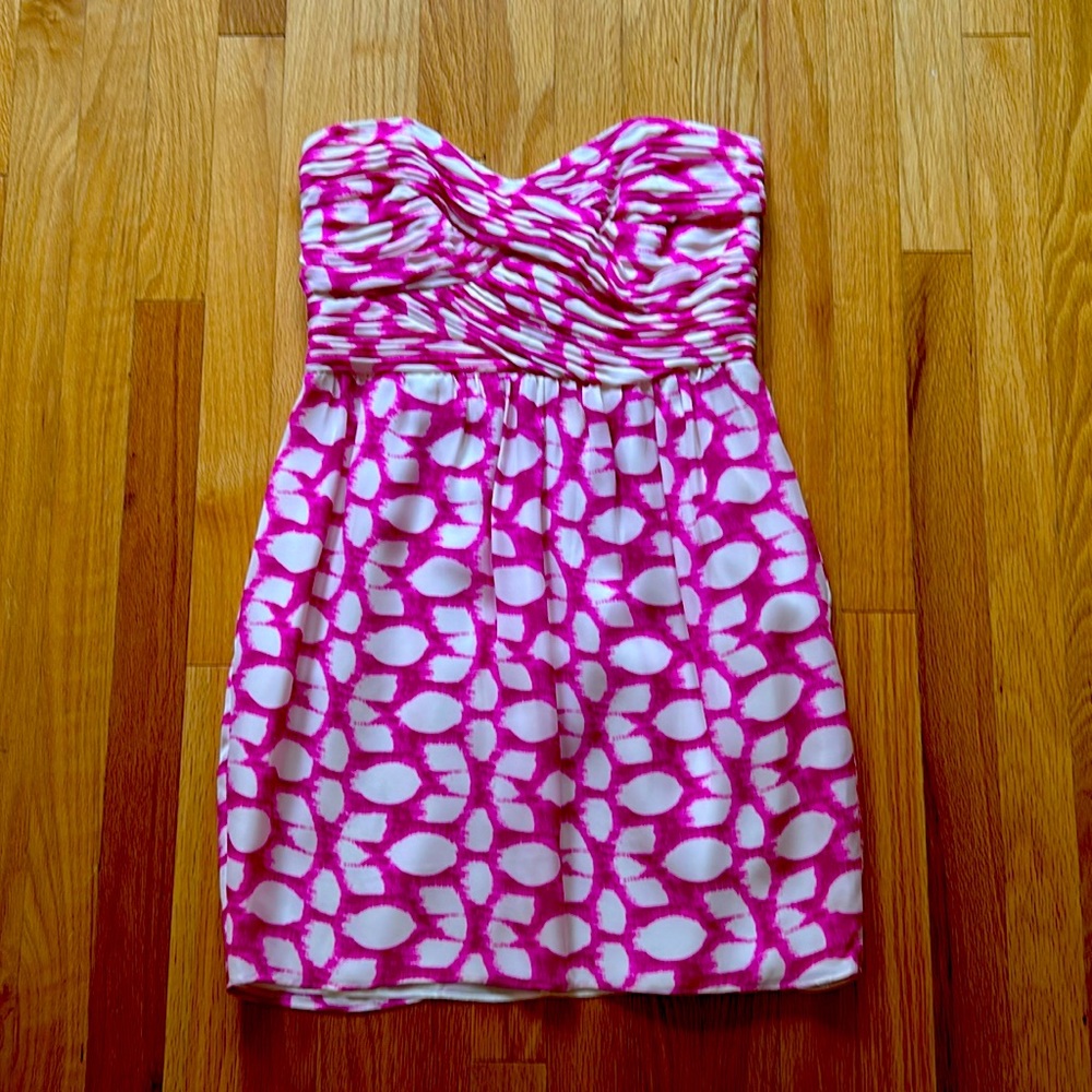 Never worn SHOSHANNA pink / white sweetheart strapless dress